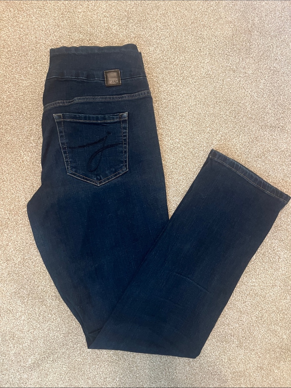 JAG jeans-Women’s Dark Wash Pull-On Straight Jeans, Sz 8